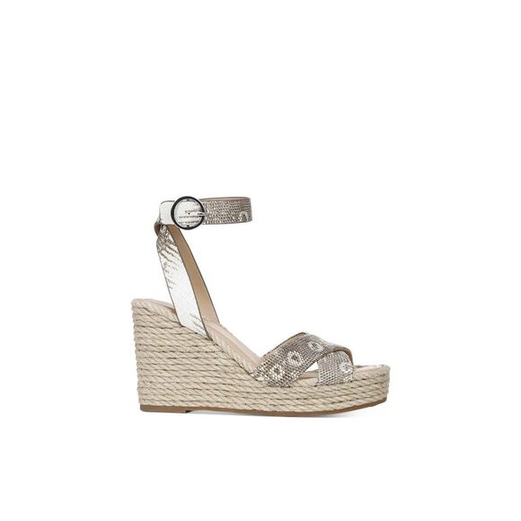 VIA SPIGA Womens Blanc Green Ring Lizard Skin Sesilia Wedge Shoes 7.5 M - Picture 3 of 5